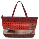 Salvatore Ferragamo Tote Bag Leather Red Gold Auth 102115-2