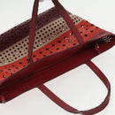 Salvatore Ferragamo Tote Bag Leather Red Gold Auth 102115-6