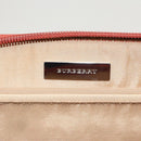 BURBERRY Nova Check Hand Bag Canvas Beige Orange Silver Auth 102116-17
