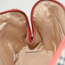 BURBERRY Nova Check Hand Bag Canvas Beige Orange Silver Auth 102116-18