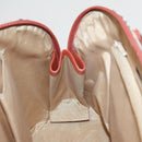 BURBERRY Nova Check Hand Bag Canvas Beige Orange Silver Auth 102116-19