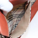BURBERRY Nova Check Hand Bag Canvas Beige Orange Silver Auth 102116-12