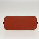 BURBERRY Nova Check Hand Bag Canvas Beige Orange Silver Auth 102116-5