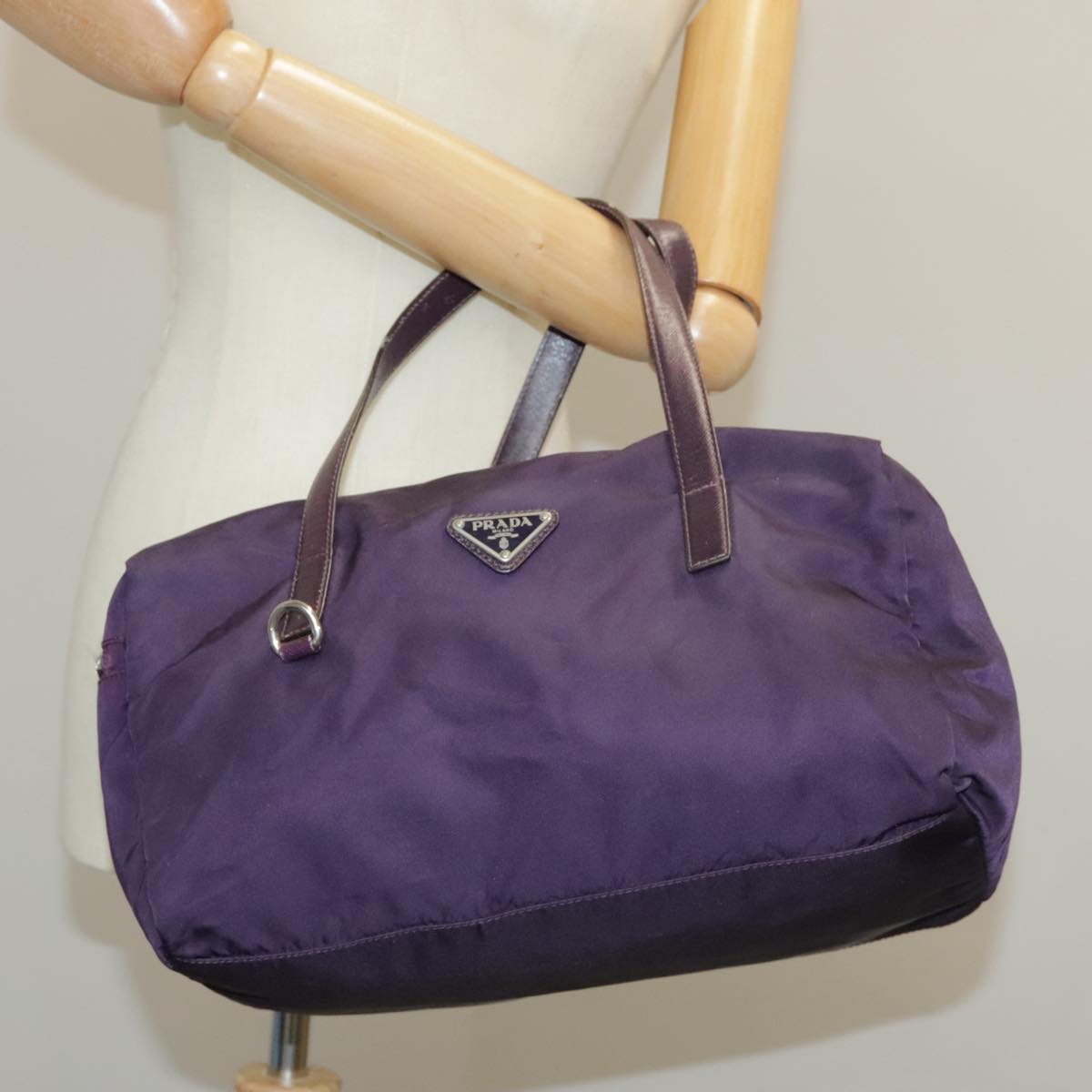 PRADA Hand Bag Nylon Purple Auth 102117