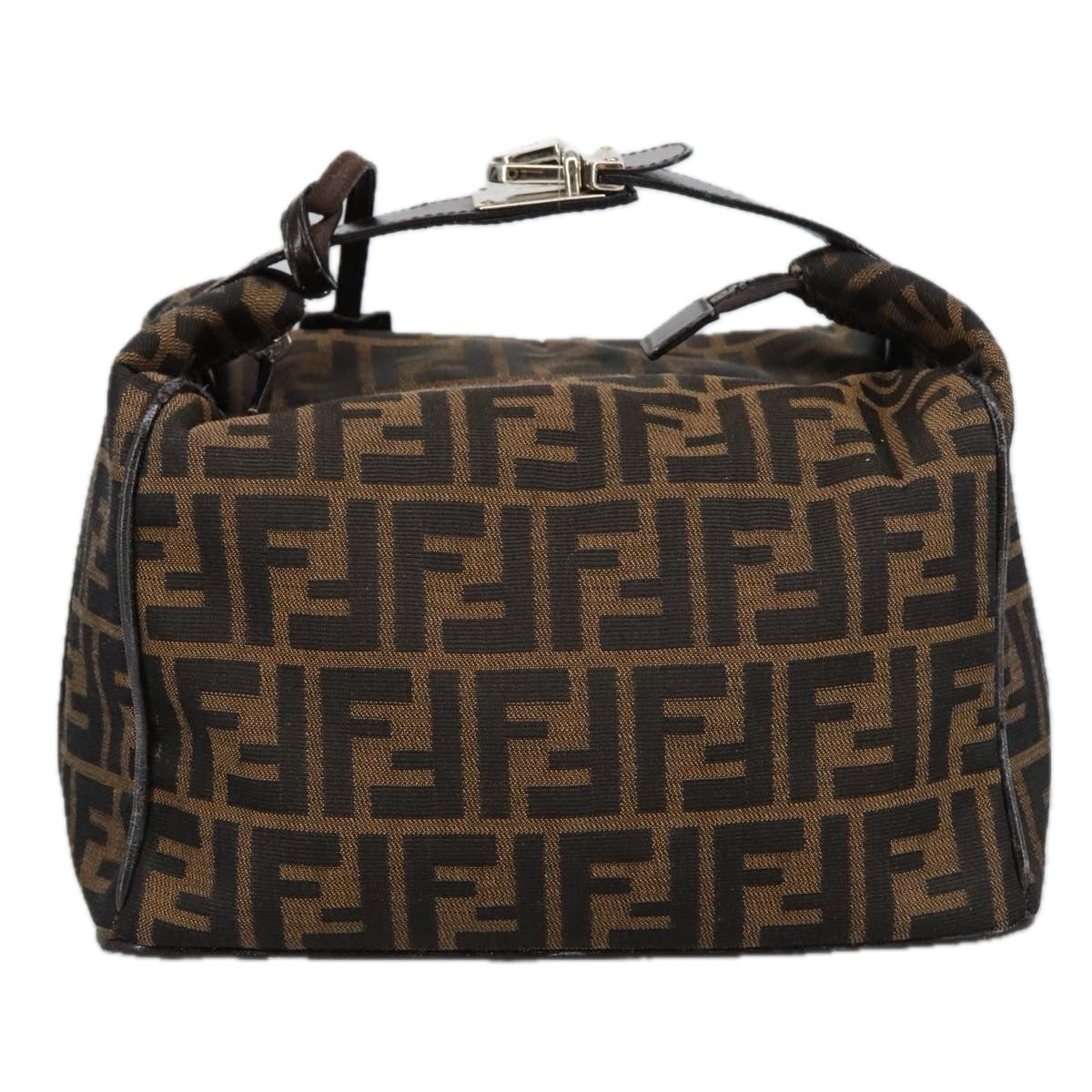 FENDI Zucca Canvas Vanity Hand Bag Brown Black Auth 102121 - 0