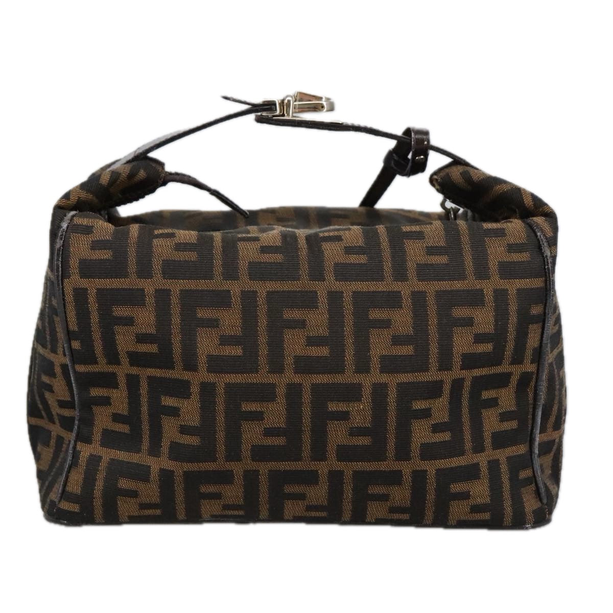 FENDI Zucca Canvas Vanity Hand Bag Brown Black Auth 102121