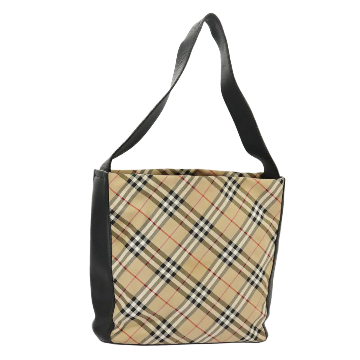 BURBERRY Nova Check Blue Label Shoulder Bag Nylon Beige Auth 102123