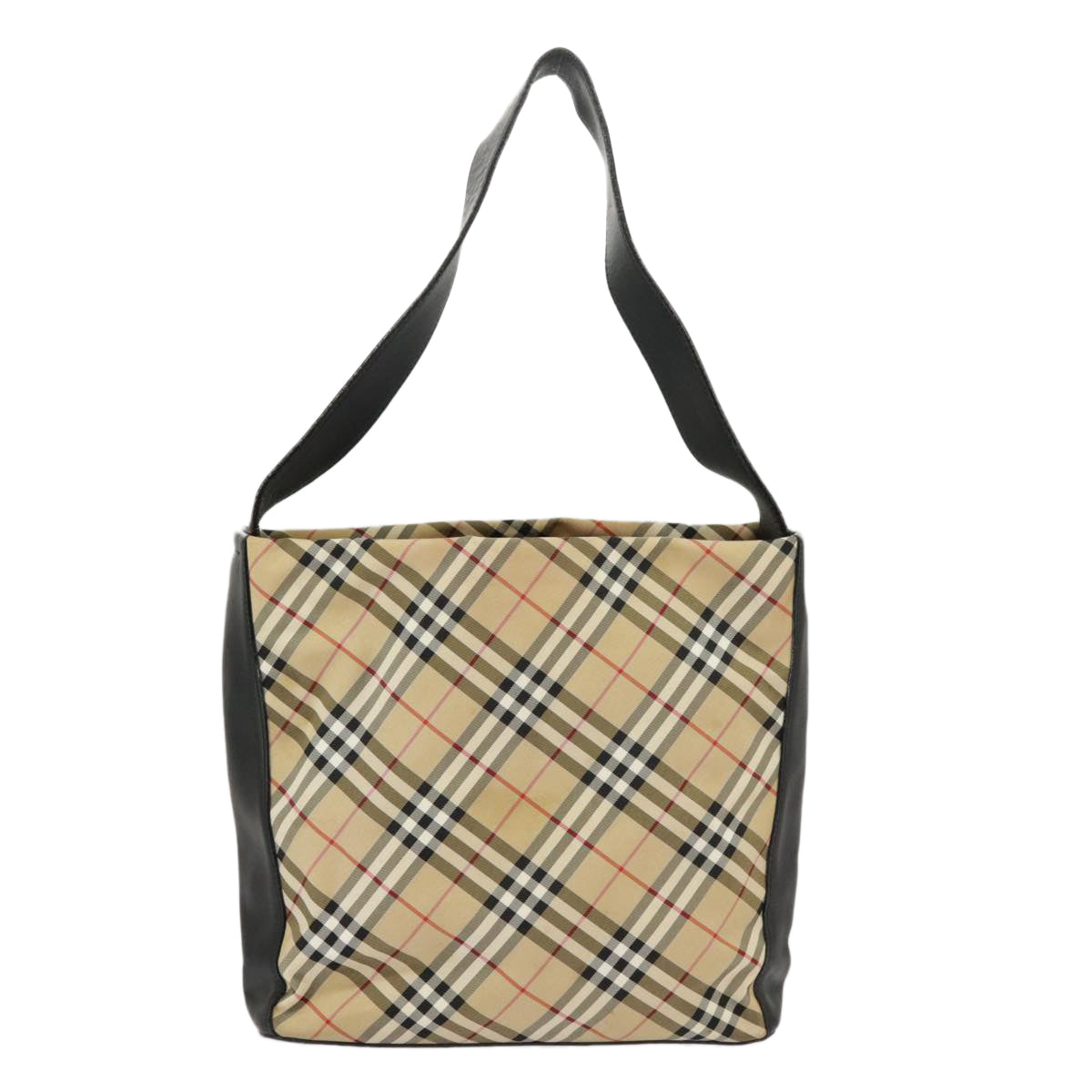 BURBERRY Nova Check Blue Label Shoulder Bag Nylon Beige Auth 102123 - 0