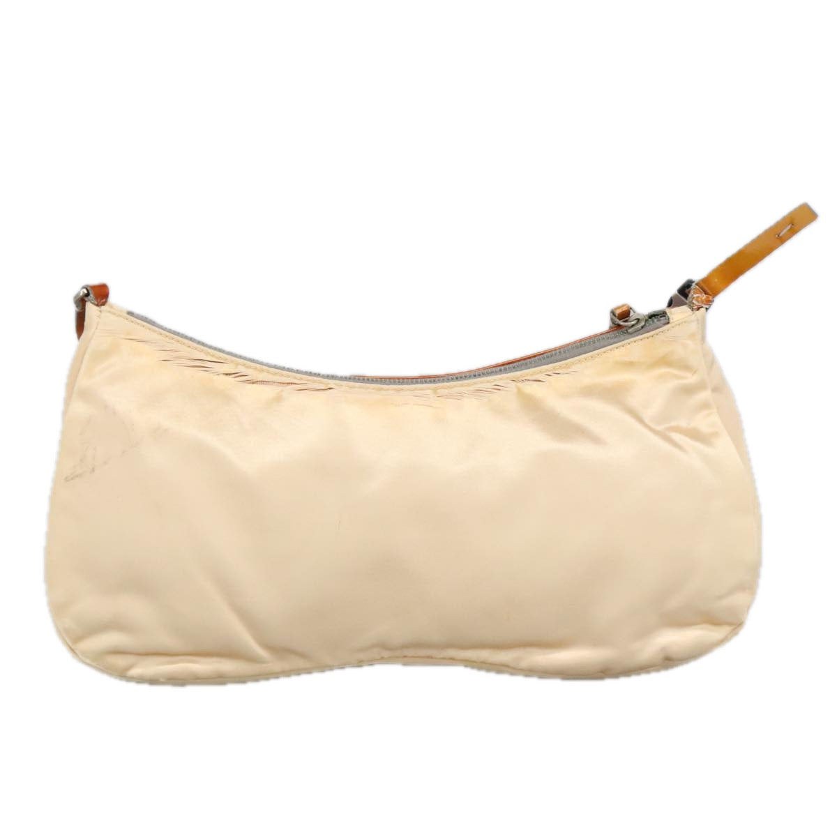 PRADA Shoulder Bag Satin Beige Auth 102126