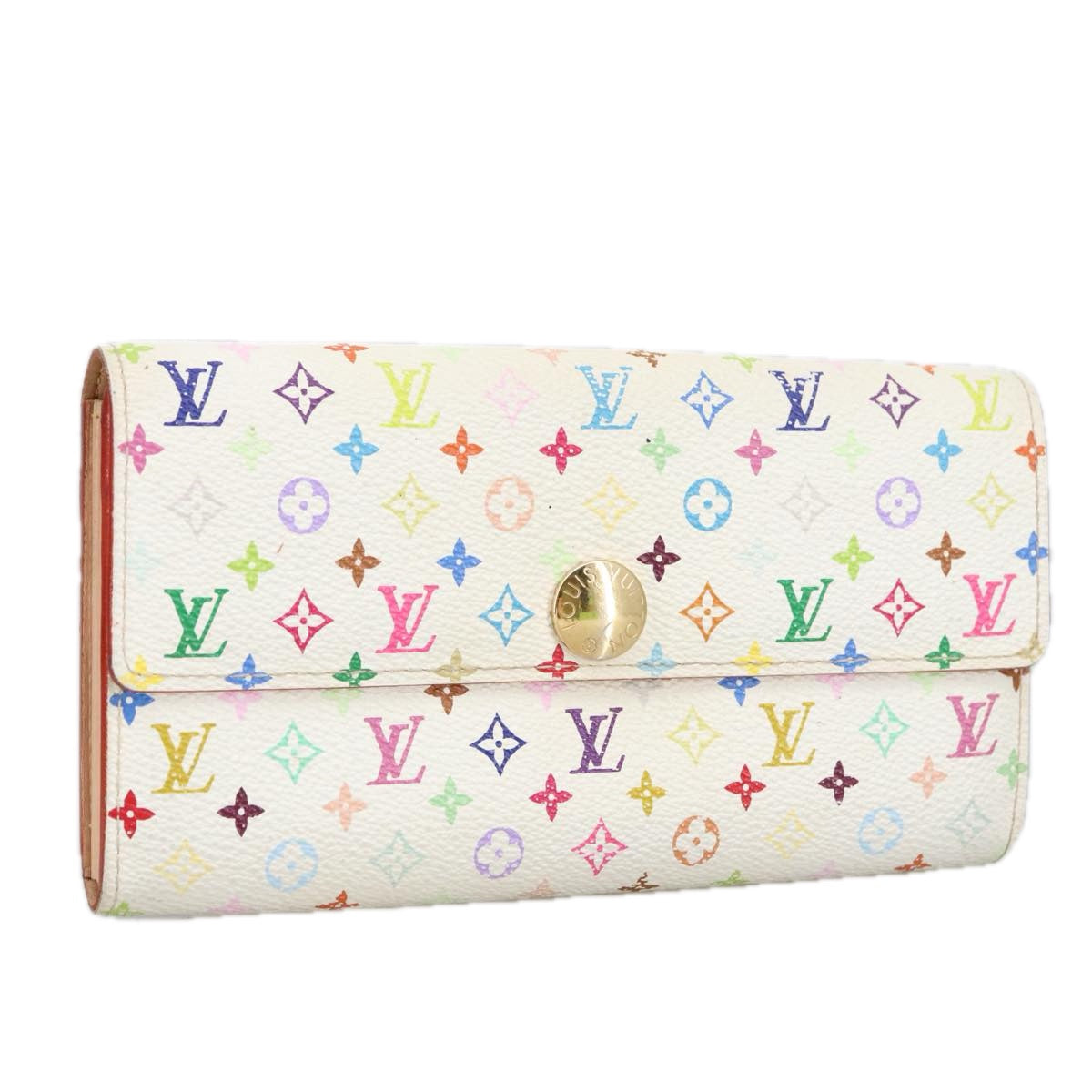 LOUIS VUITTON Multicolor Pochette Porte Monnaie Credit White M60004 Auth 102127