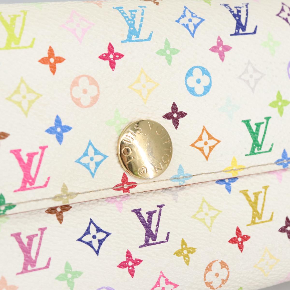 LOUIS VUITTON Multicolor Pochette Porte Monnaie Credit White M60004 Auth 102127