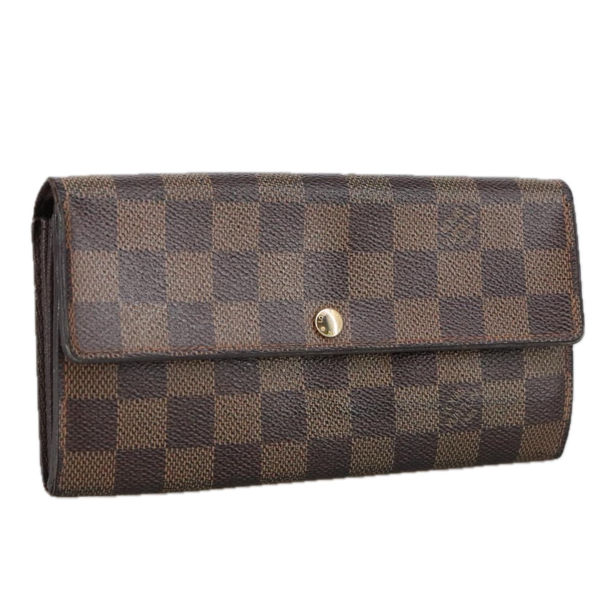 LOUIS VUITTON Damier Ebene Portefeuille Sarah Long Wallet N60491 LV Auth 102150