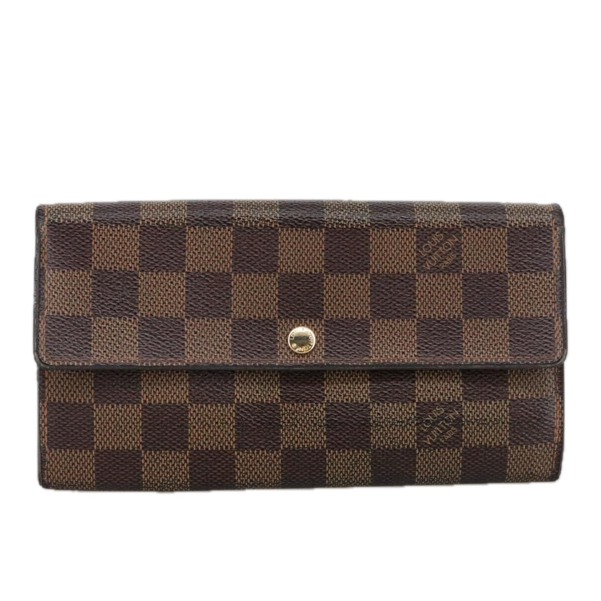 LOUIS VUITTON Damier Ebene Portefeuille Sarah Long Wallet N60491 LV Auth 102150 - 0