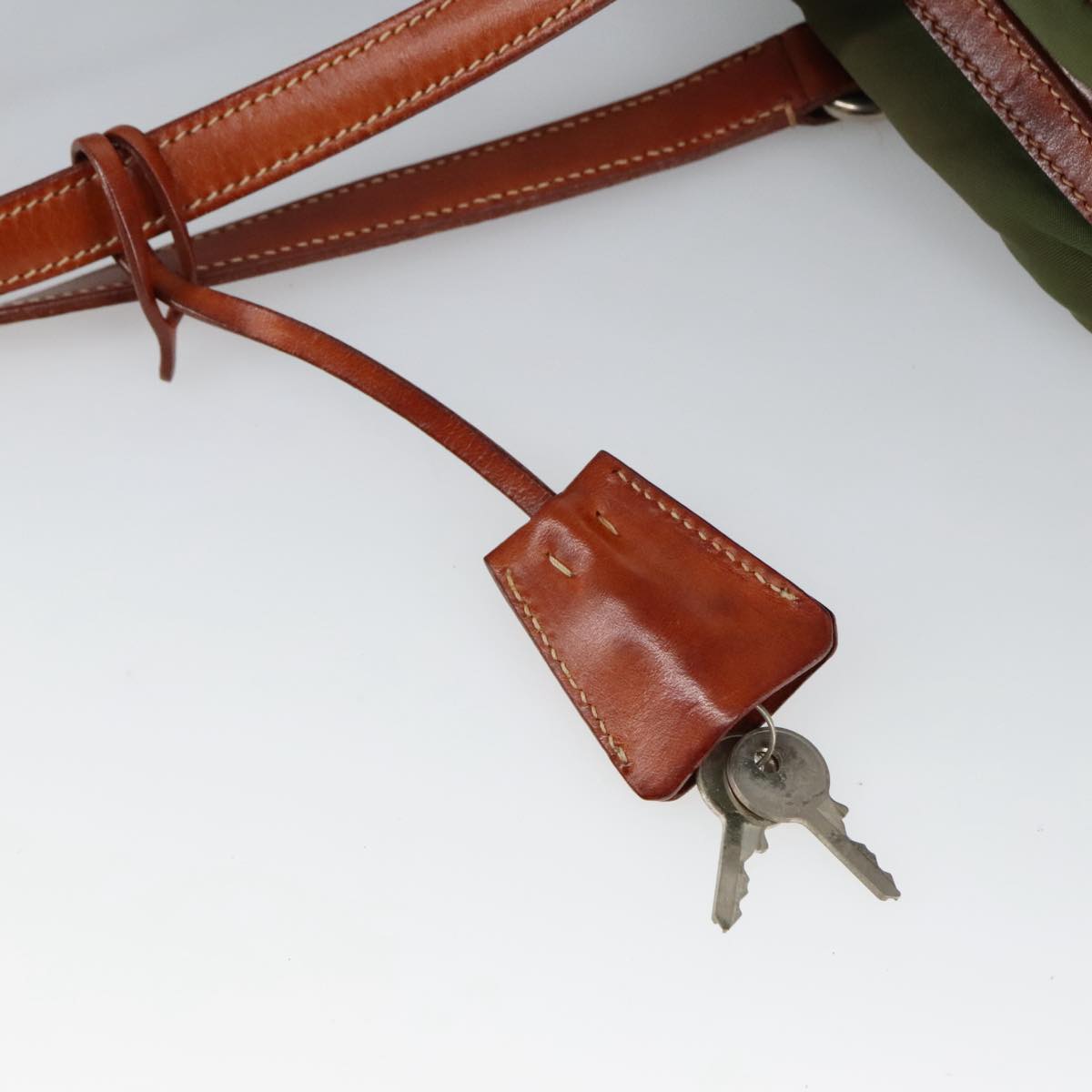 PRADA Shoulder Bag Nylon Khaki Auth 102152