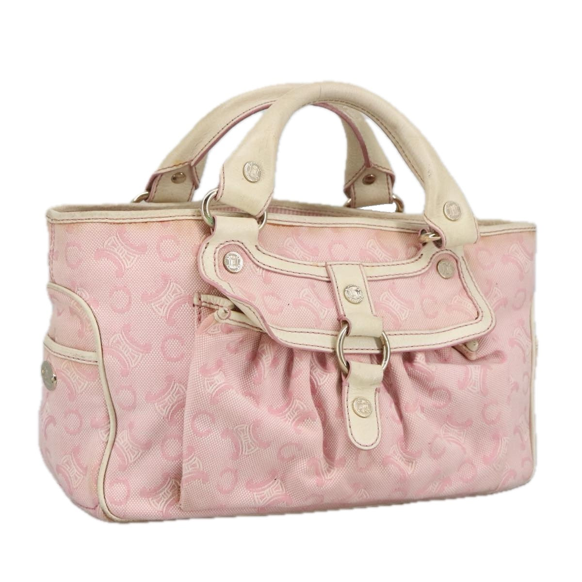 CELINE C Macadam Canvas Hand Bag Pink Auth 102154