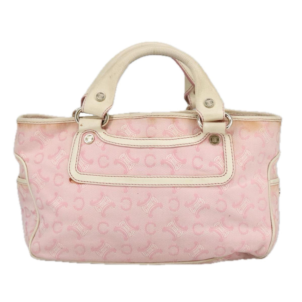 CELINE C Macadam Canvas Hand Bag Pink Auth 102154