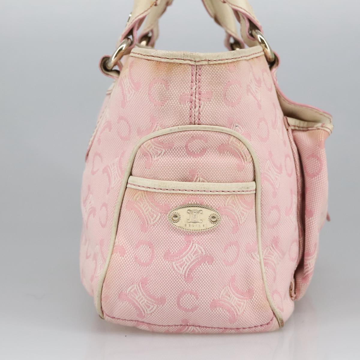 CELINE C Macadam Canvas Hand Bag Pink Auth 102154