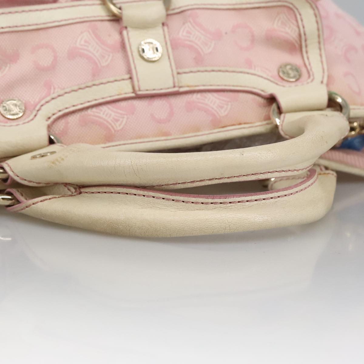 CELINE C Macadam Canvas Hand Bag Pink Auth 102154