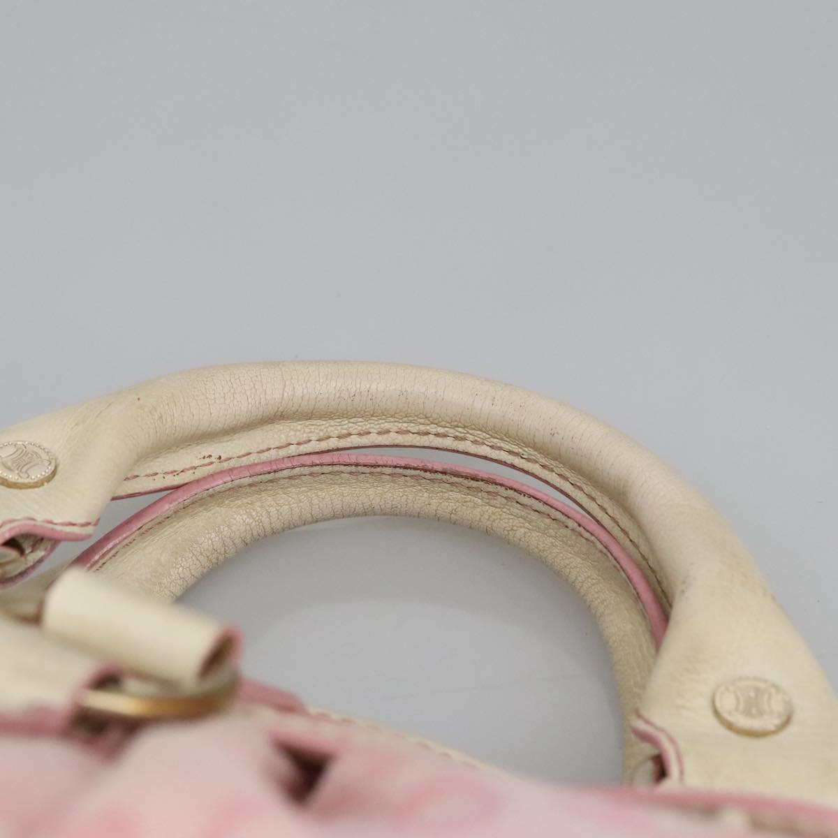 CELINE C Macadam Canvas Hand Bag Pink Auth 102154