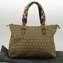 FENDI Zucchino Canvas Hand Bag Khaki 8BH138 Auth 102160-12