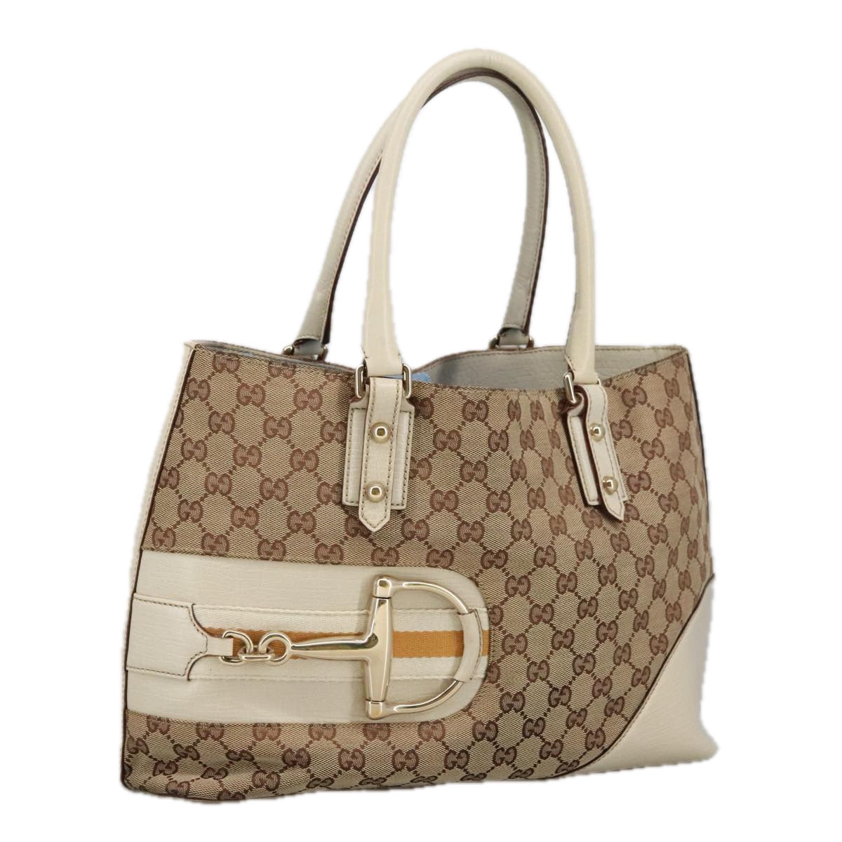 GUCCI GG Canvas Tote Bag Beige Gold 137385 Auth 102161