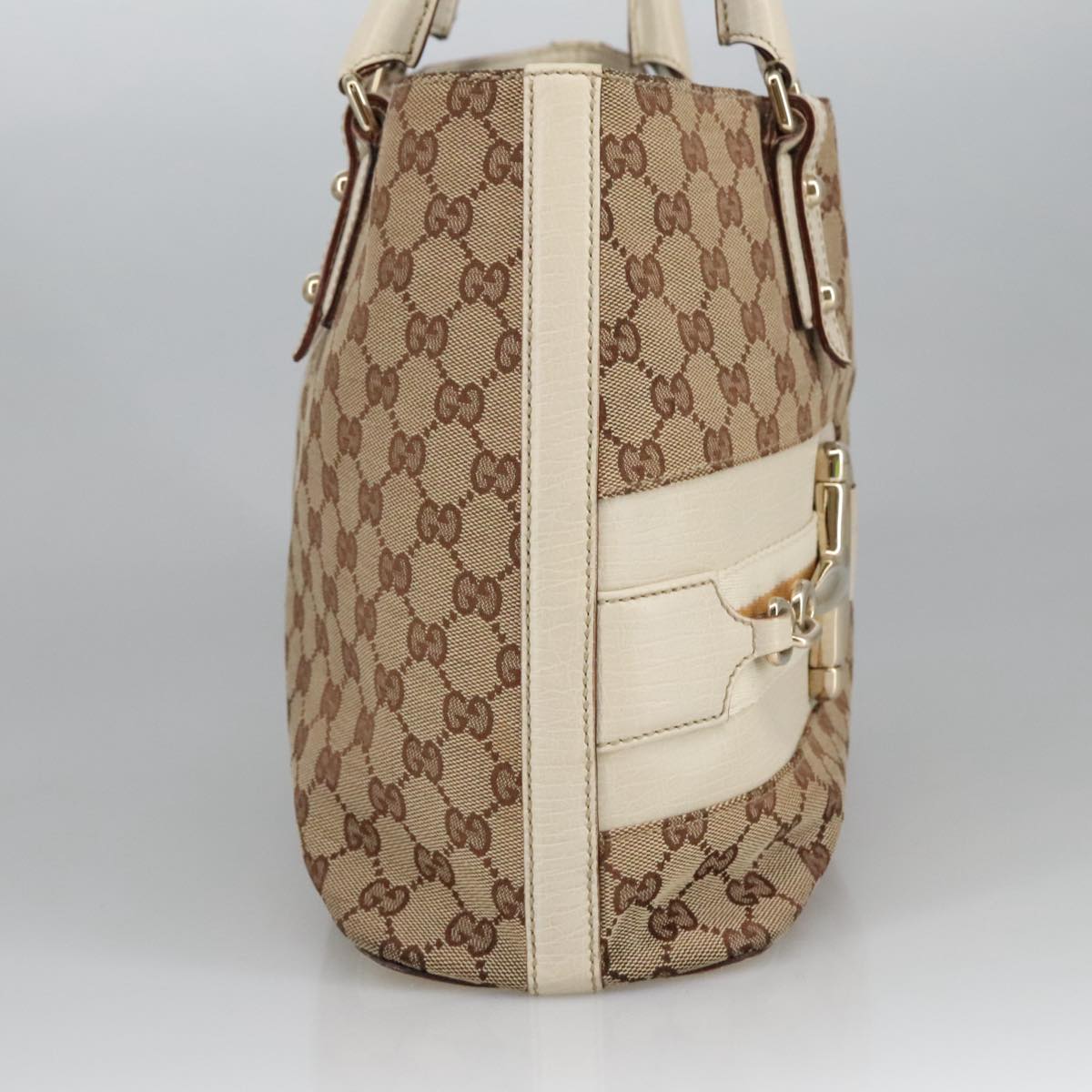 GUCCI GG Canvas Tote Bag Beige Gold 137385 Auth 102161