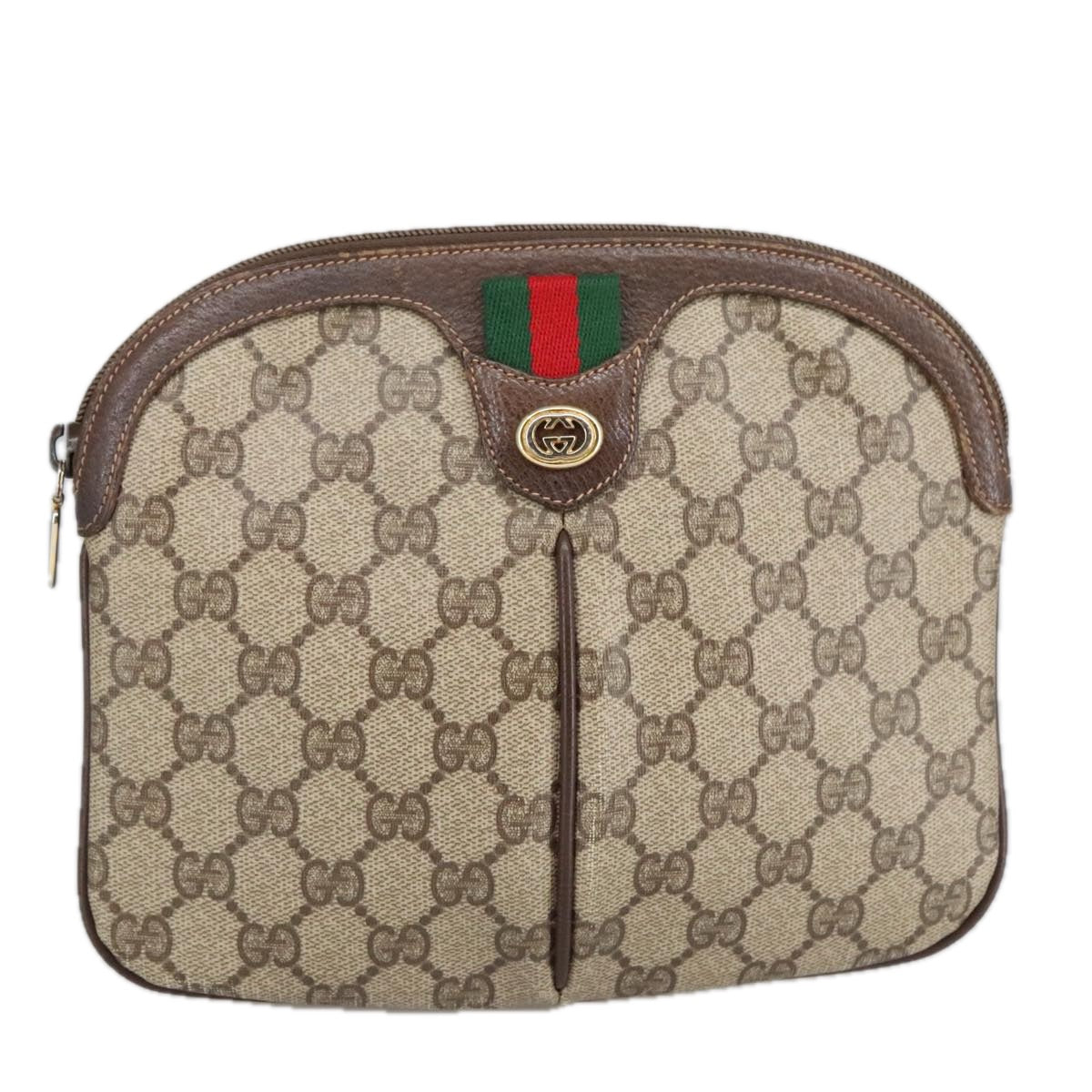 GUCCI GG Supreme Web Sherry Line Shoulder Bag PVC Beige 904 02 047 Auth 102166 - 0