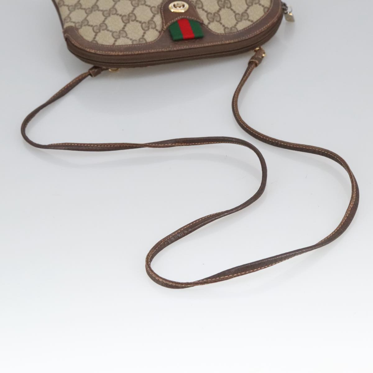 GUCCI GG Supreme Web Sherry Line Shoulder Bag PVC Beige 904 02 047 Auth 102166