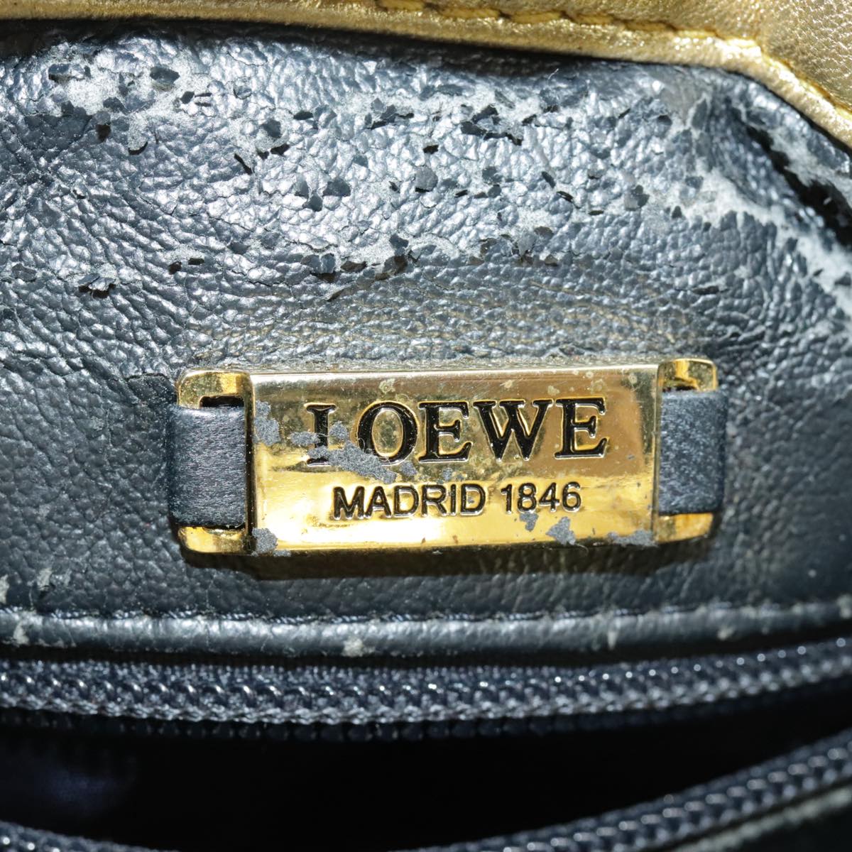 LOEWE Anagram Shoulder Bag Leather Gold Auth 102167