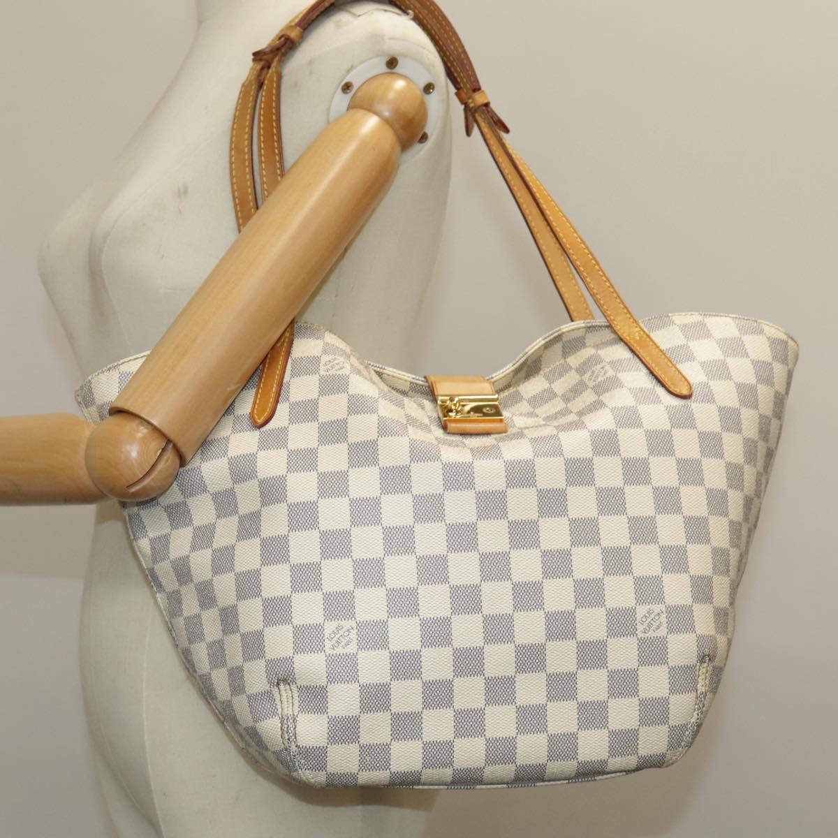 LOUIS VUITTON Damier Azur Saleya PM Tote Bag N51186 LV Auth 102188