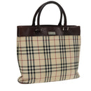 BURBERRY Nova Check Tote Bag Canvas Beige Brown Auth 102195-1