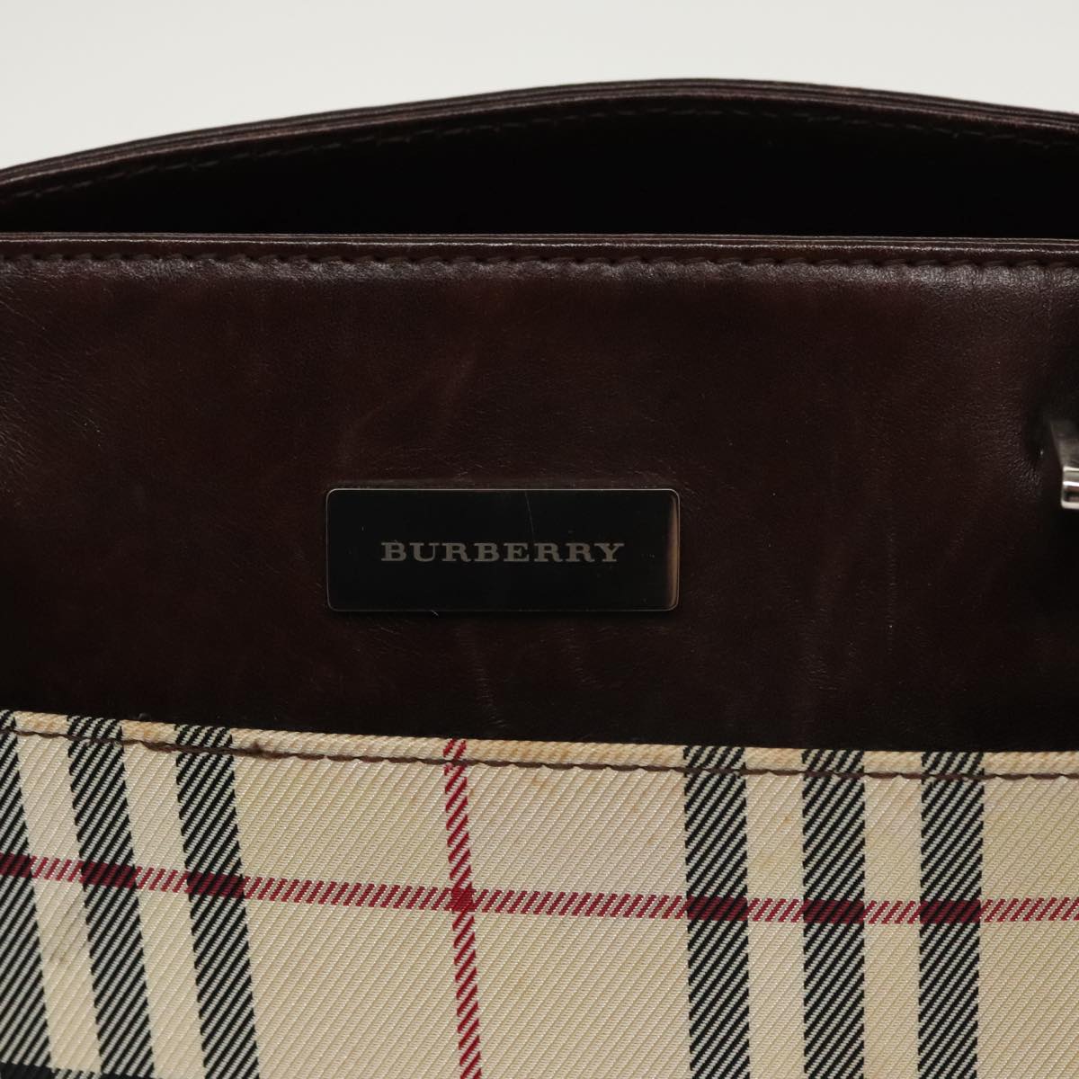 BURBERRY Nova Check Tote Bag Canvas Beige Brown Auth 102195