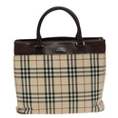 BURBERRY Nova Check Tote Bag Canvas Beige Brown Auth 102195-13