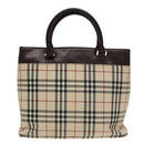 BURBERRY Nova Check Tote Bag Canvas Beige Brown Auth 102195-2