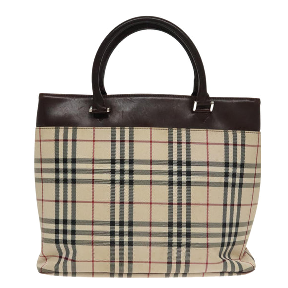 BURBERRY Nova Check Tote Bag Canvas Beige Brown Auth 102195