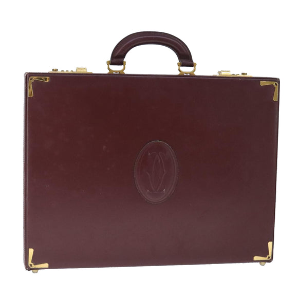 CARTIER Trunk Leather Bordeaux Gold Auth 102203