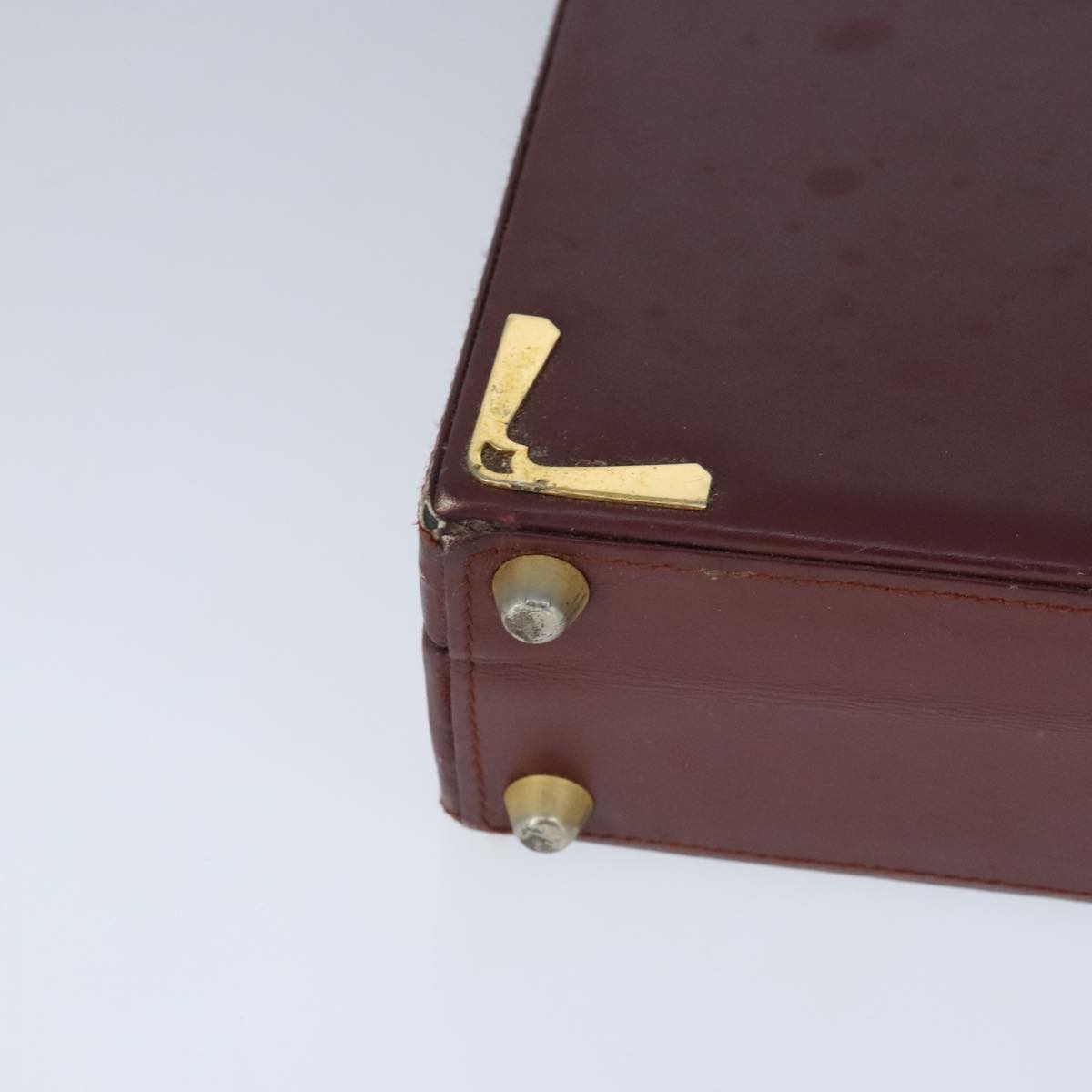 CARTIER Trunk Leather Bordeaux Gold Auth 102203