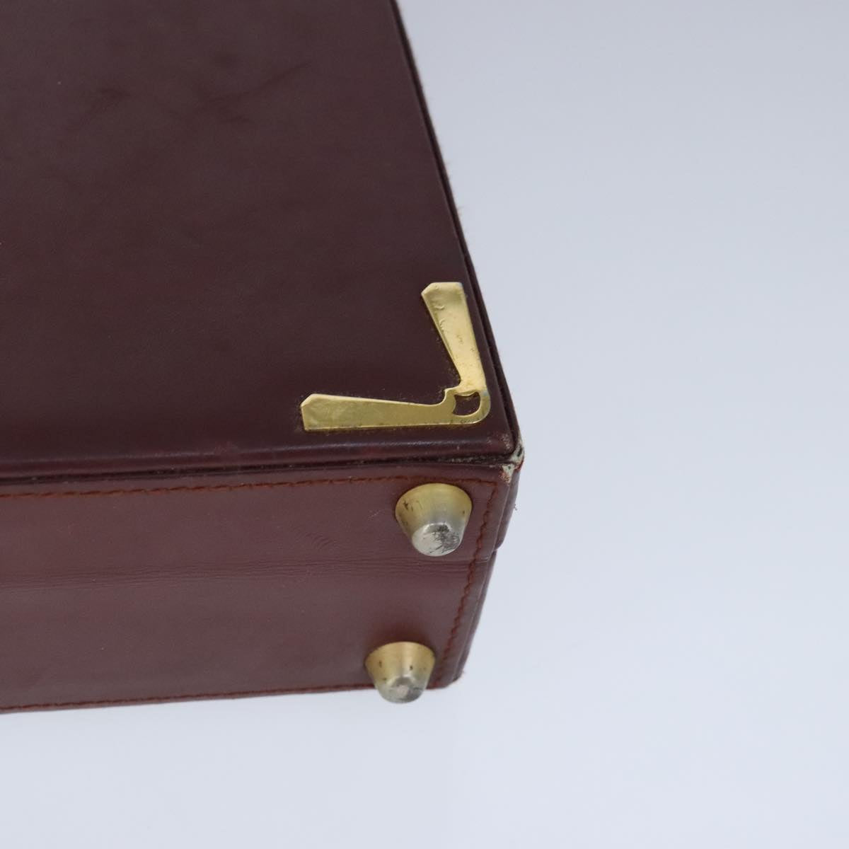 CARTIER Trunk Leather Bordeaux Gold Auth 102203