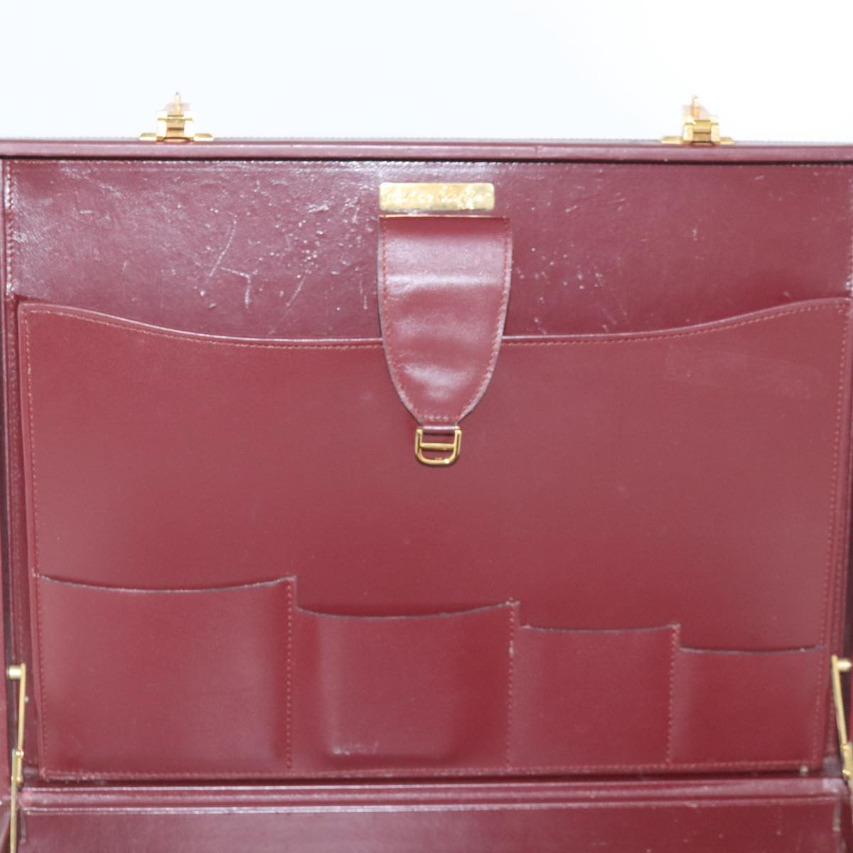 CARTIER Trunk Leather Bordeaux Gold Auth 102203