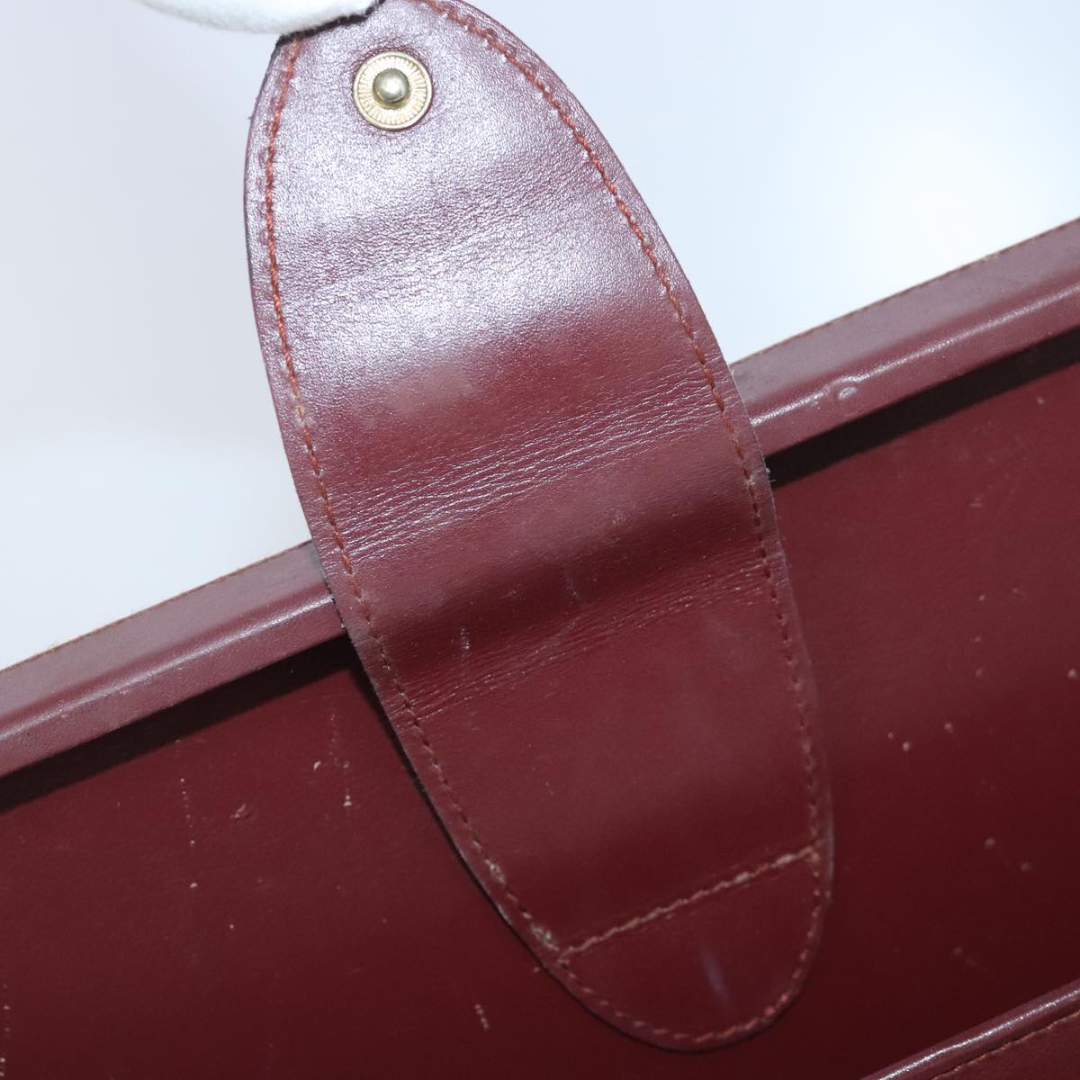 CARTIER Trunk Leather Bordeaux Gold Auth 102203