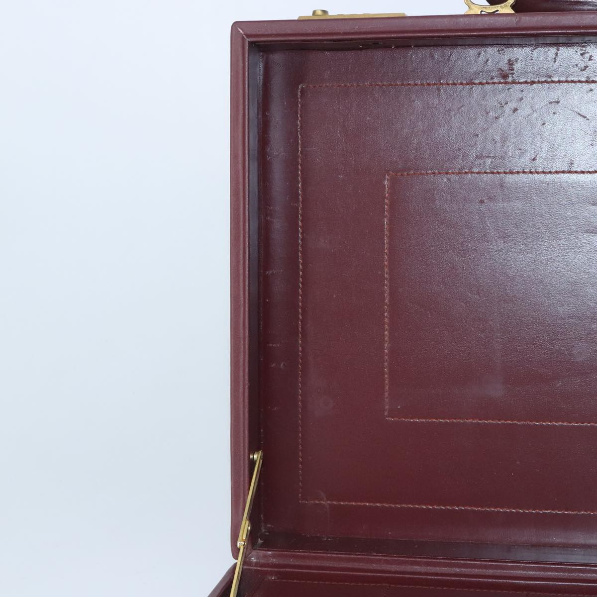 CARTIER Trunk Leather Bordeaux Gold Auth 102203