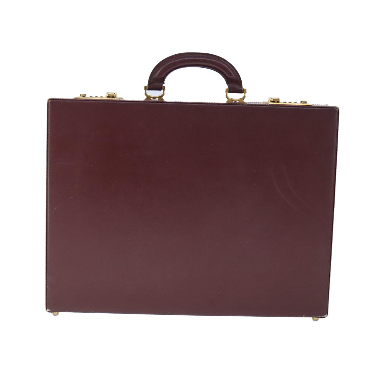 CARTIER Trunk Leather Bordeaux Gold Auth 102203