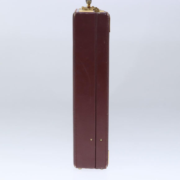 CARTIER Trunk Leather Bordeaux Gold Auth 102203