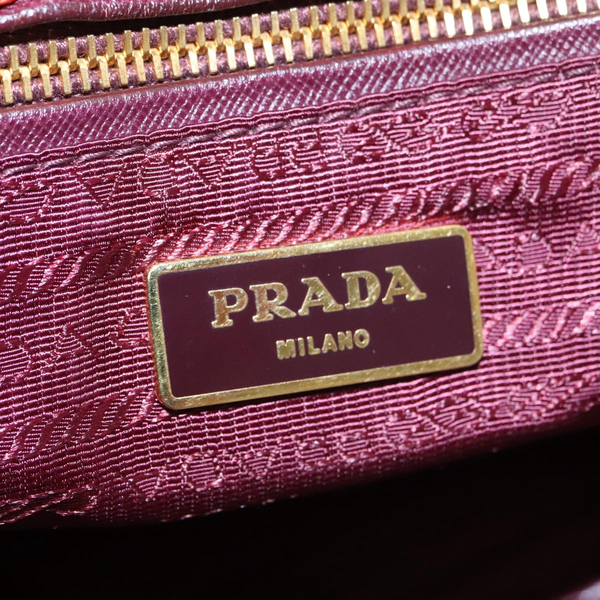 PRADA Hand Bag Raffia Red Gold Auth 102204