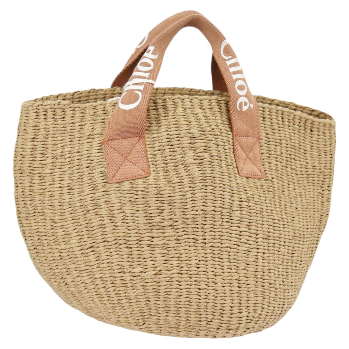 Chloe Hand Bag Straw Beige Auth 102206