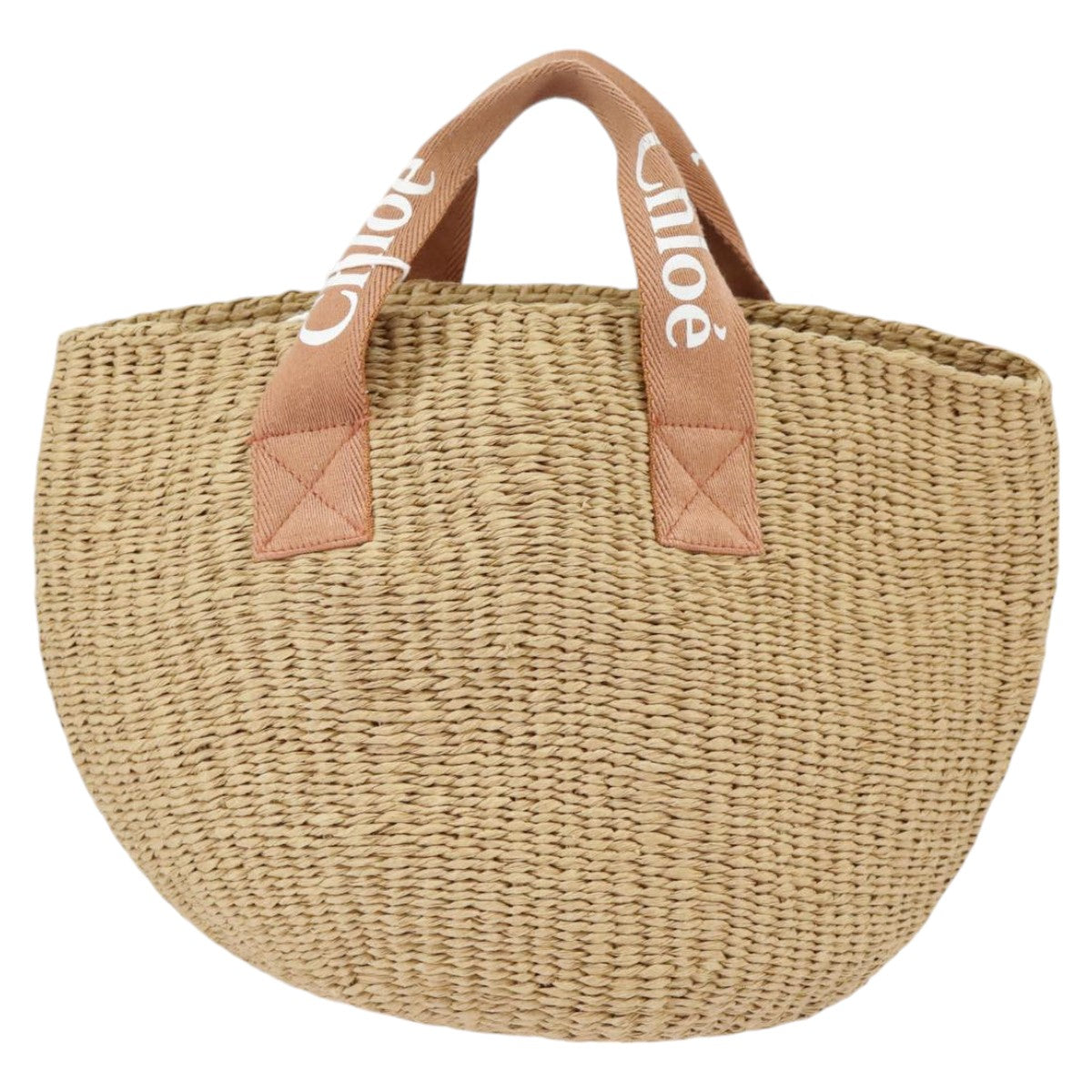 Chloe Hand Bag Straw Beige Auth 102206 - 0