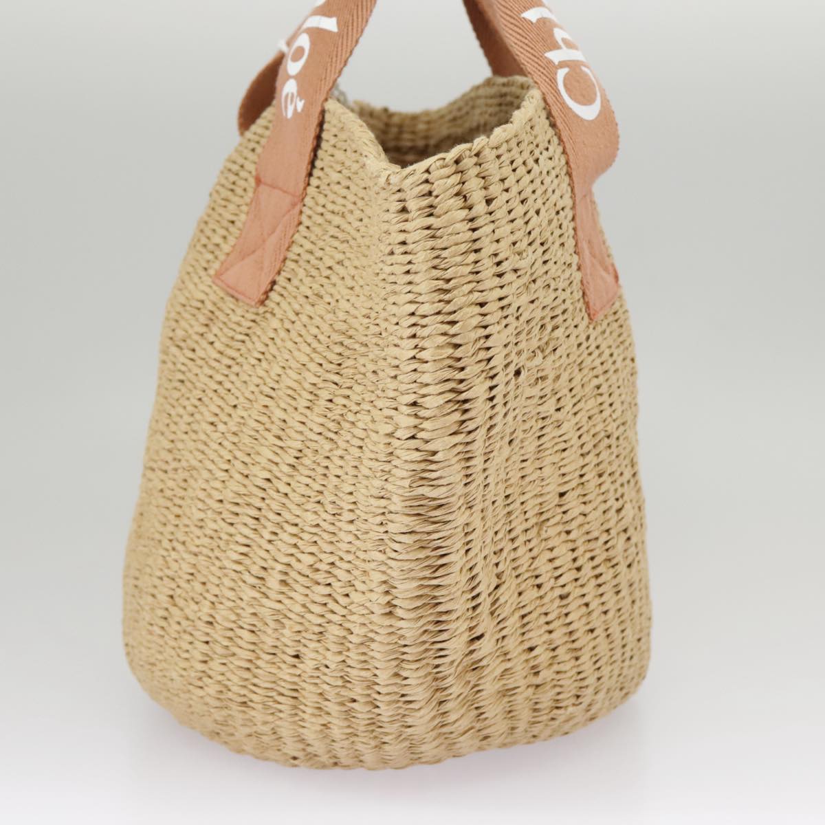 Chloe Hand Bag Straw Beige Auth 102206