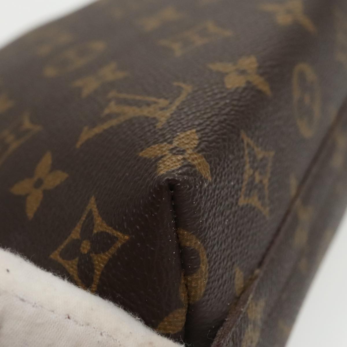 LOUIS VUITTON Monogram Trousse Demi Ronde Cosmetic Pouch M47520 LV Auth 102214