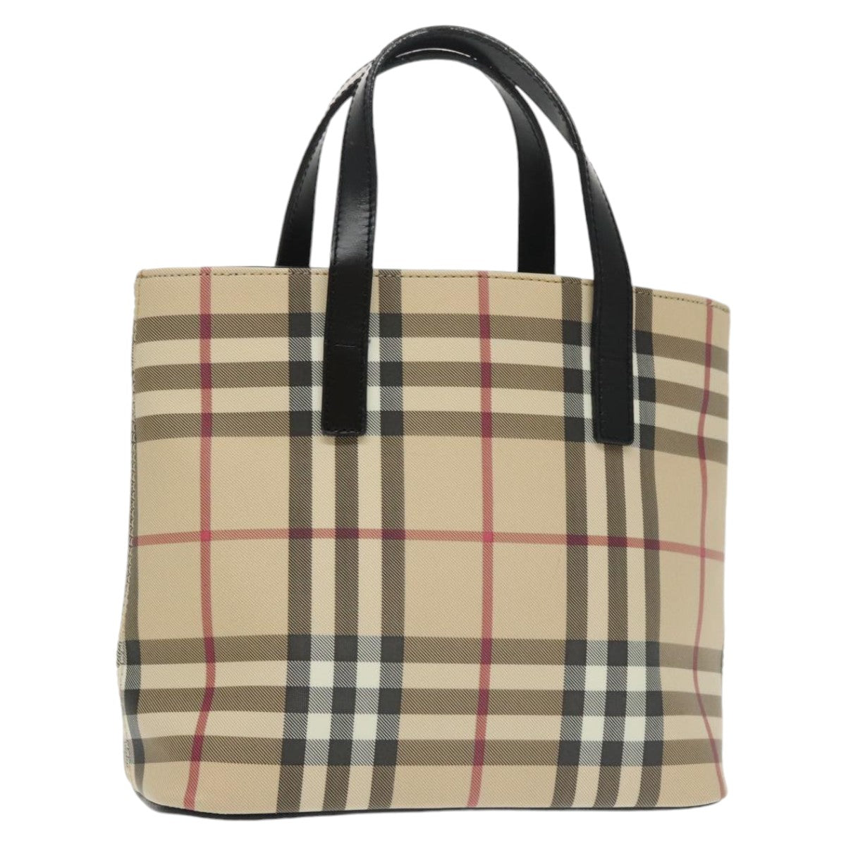 BURBERRY Nova Check Hand Bag PVC Beige Auth 102233