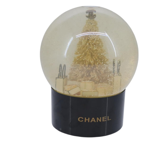 CHANEL Christmas Tree Shopper Snow Globe VIP Only Clear Yellow CC Auth 102238